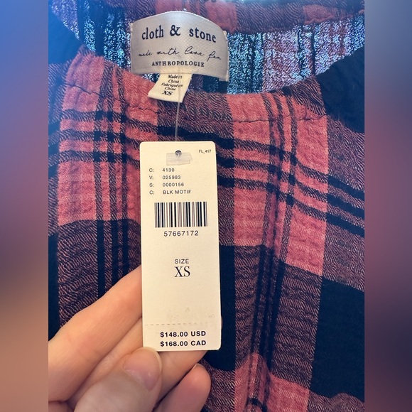 Cloth and Stone by Anthropologie mini dress. Red/black plaid. Size XS. - Picture 4 of 6
